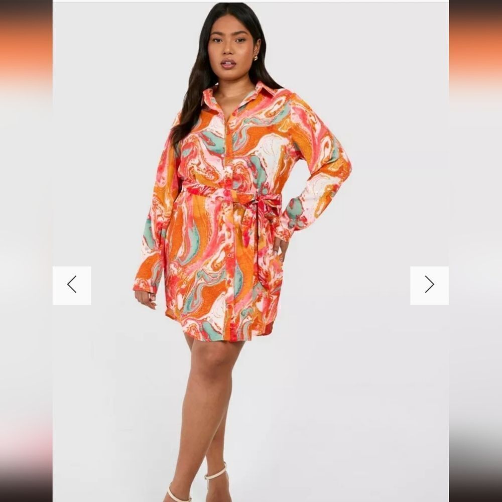 Orange marble effect plus size mini dress or tunic. New with tags.